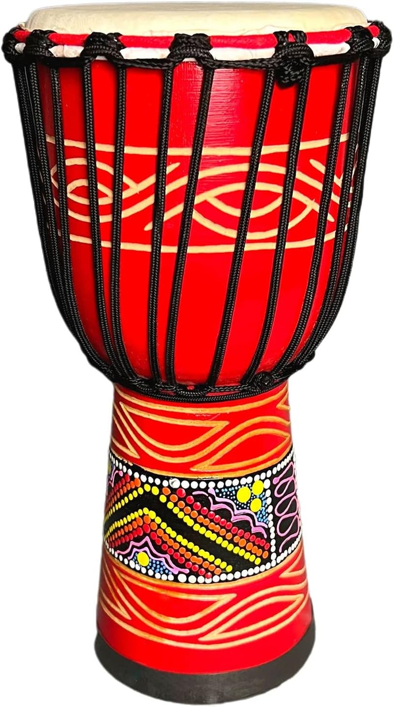 SIPSOCE Djembe Drum 8'' Hand Drum Musical Instrument African Drumk, Bongo (Red) - Image 1